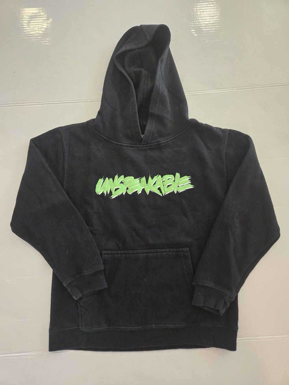 Unspeakable Kids Black Pullover Hoodie M Graphic Logo Kangaroo Pocket